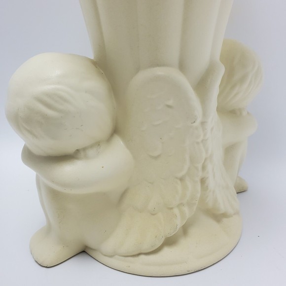 Made in Canada Double Cherub Decorative Vase Ceramic Pottery 10.5 Inches - Picture 9 of 12